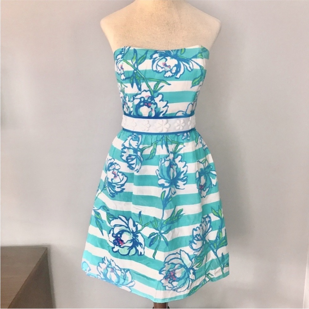 Lilly Pulitzer Langley Dress Shorely Blue Tossing Line - Picture 1 of 6